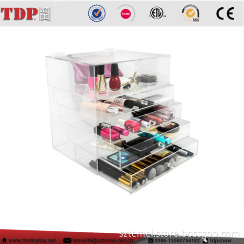 5 tier custom clear cube wholesale acrylic makeup organizer with drawers